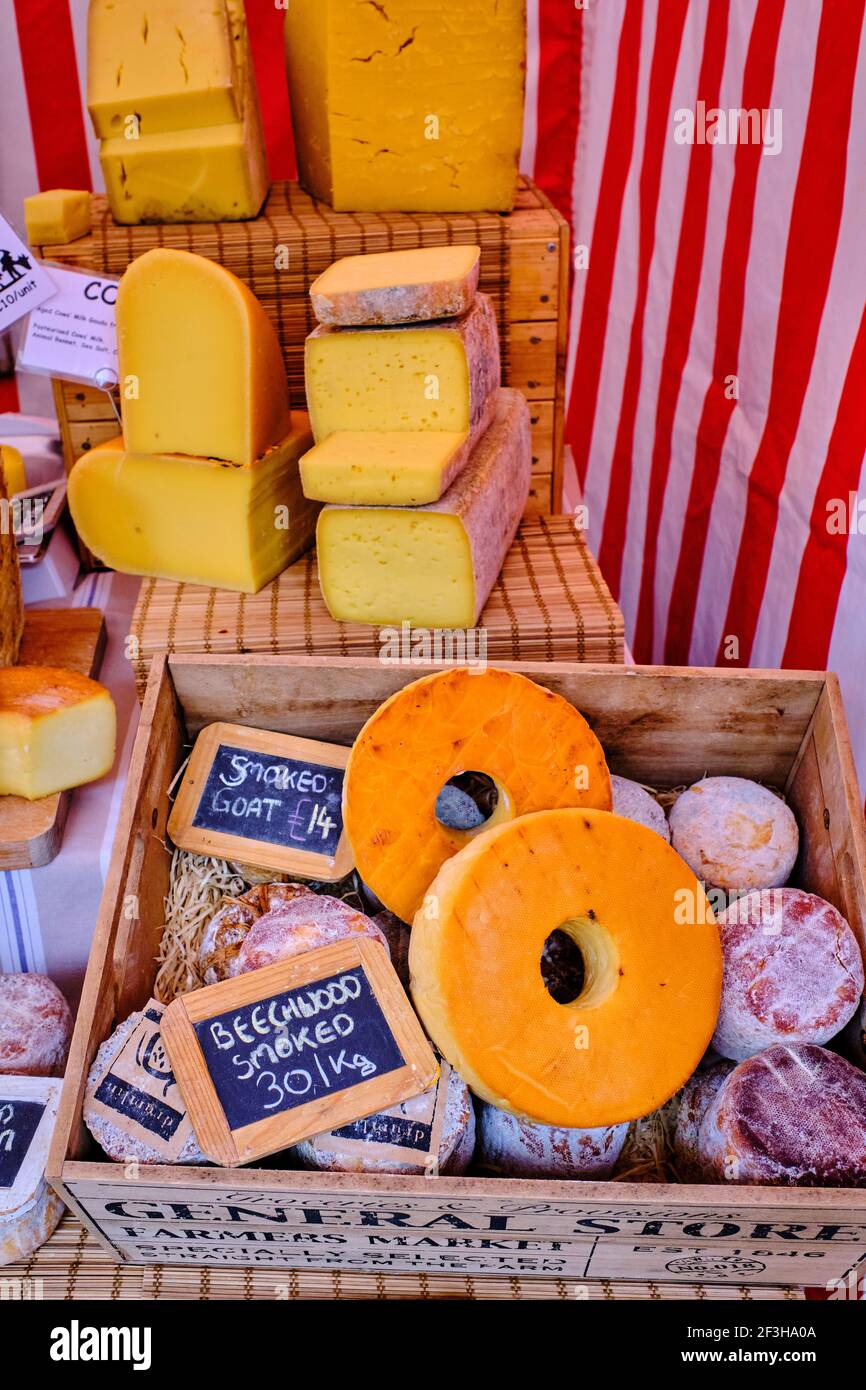 Republic of Ireland, Dublin, Irish cheeses on the market Stock Photo