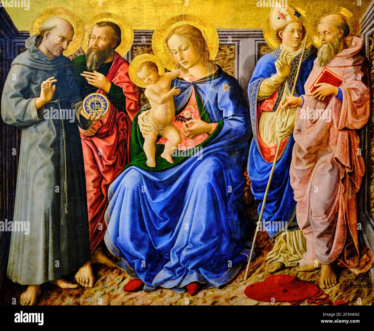 Republic of Ireland; Dublin, National Gallery of Ireland, Zanobi di Jacopo Machiavelli, Virgin and Child Enthroned with Saints, 1470 Stock Photo