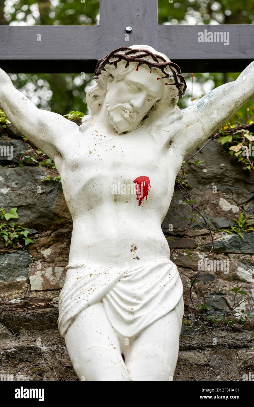 Statue crucifixion christ in church hires stock photography and images