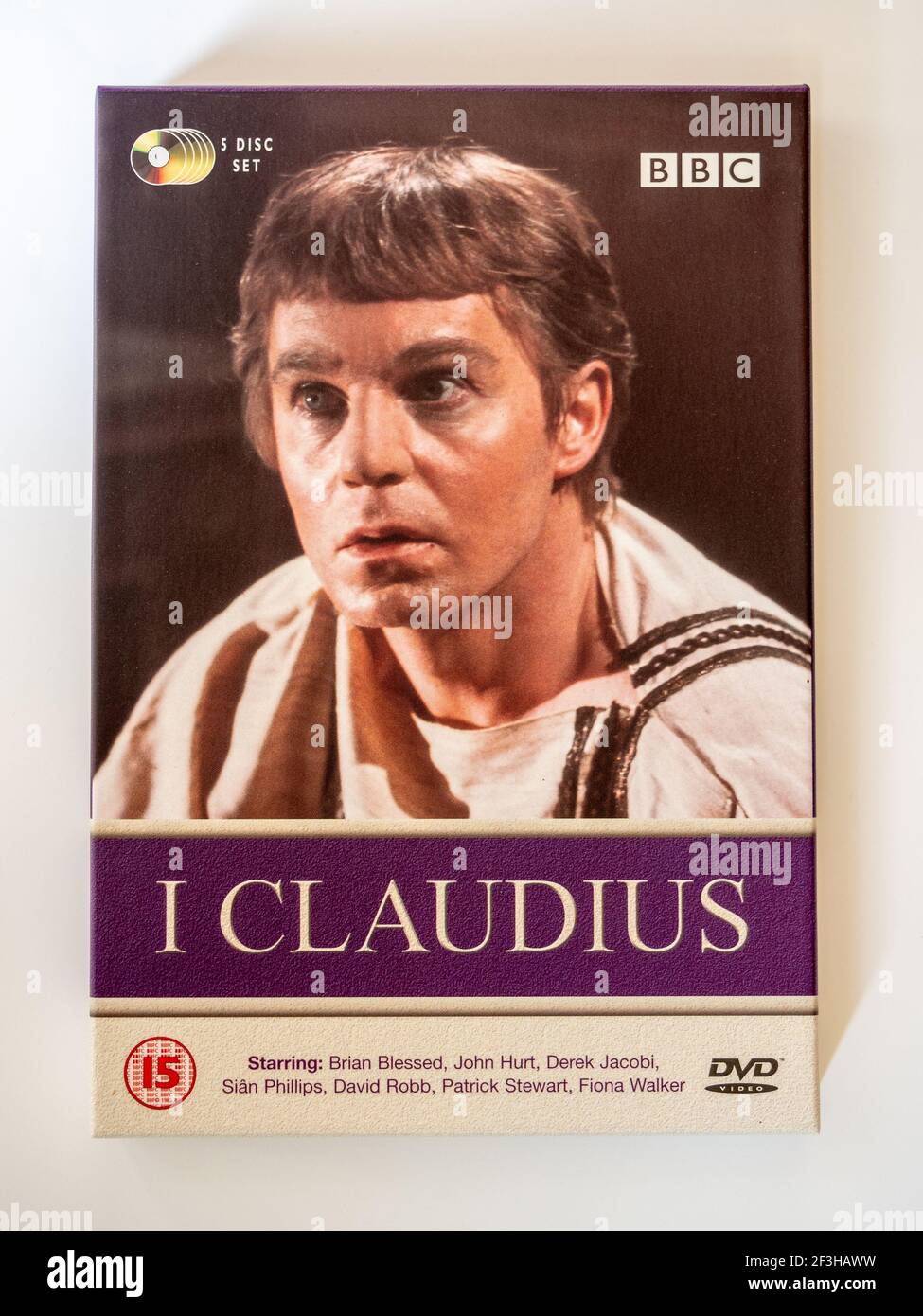 DVD of the 1976 BBC TV series I Claudius, based on the novels by Robert Graves; actor Derek Jacobi  pictured Stock Photo