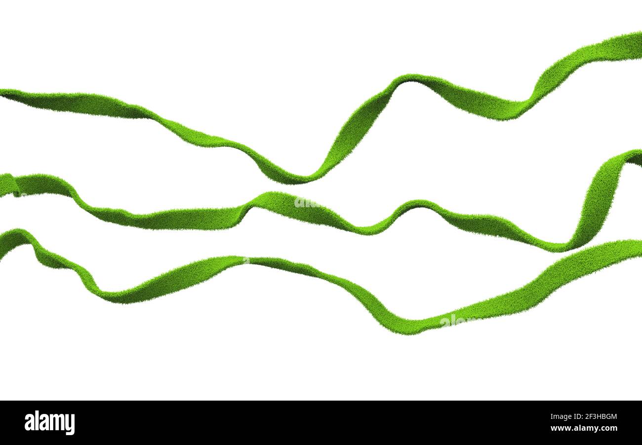 Fresh juicy green ribbons covered with spring grass. Can be used to decorate frames, designs, books and as clipart elements for your work. Clip art Stock Photo