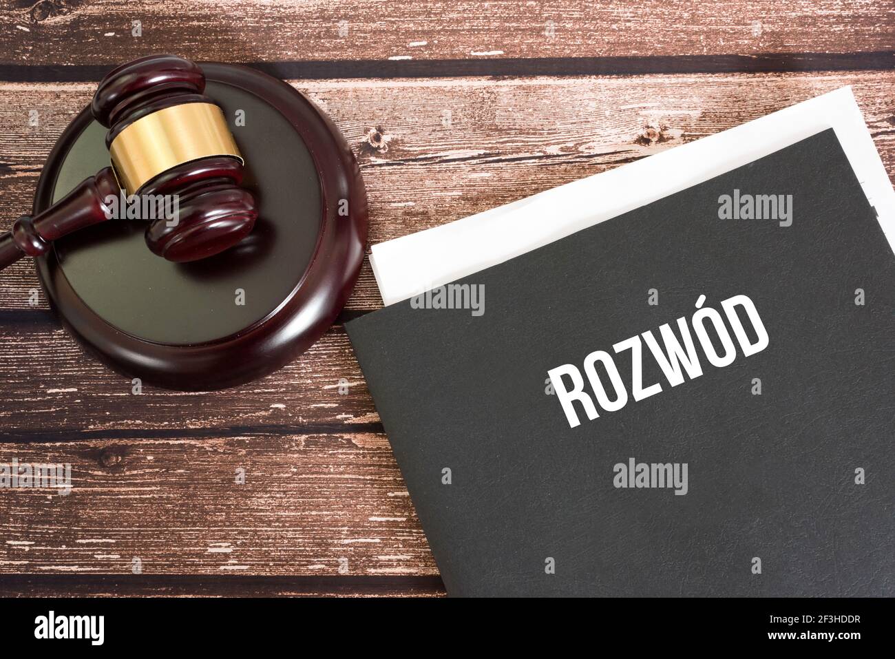Judge's gavel, court and divorce in Polish Stock Photo