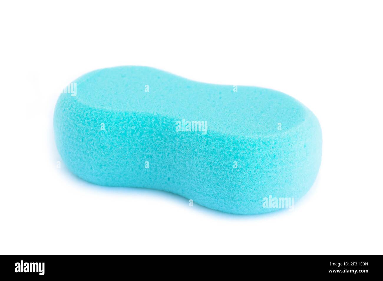 Blue synthetic sponge - isolated on white background Stock Photo