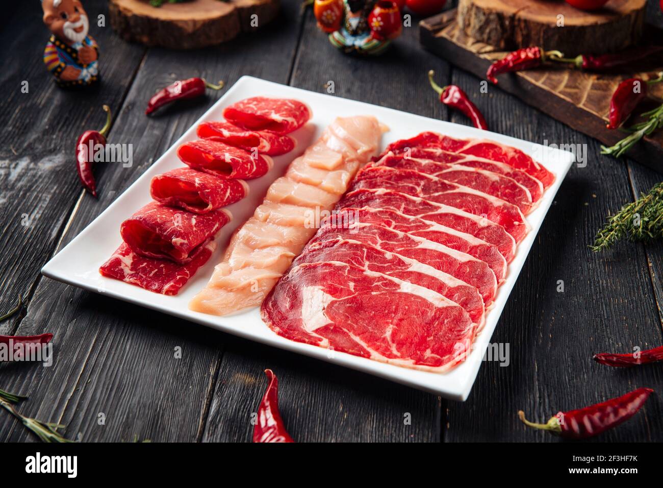 Plate Meat Ham beef plate hi-res stock photography and images - Alamy