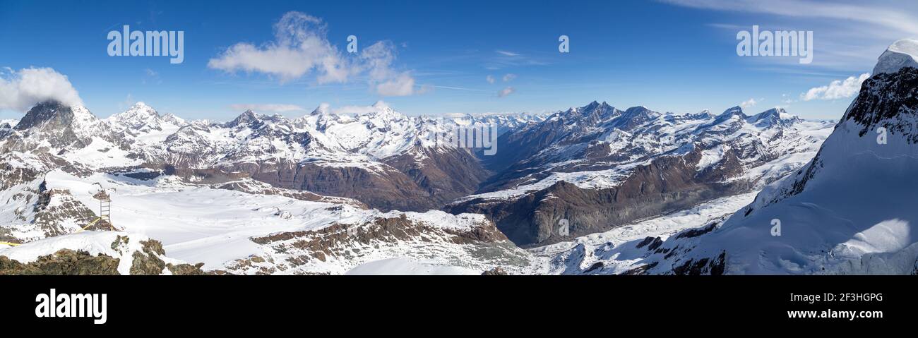 Panoramic View from Klein Matterhorn in the Swiss Alps Stock Photo - Alamy