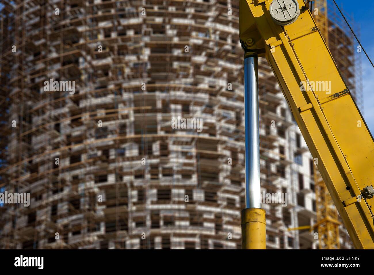 Part of a construction machine (excavator or crane) with multi-storey ...