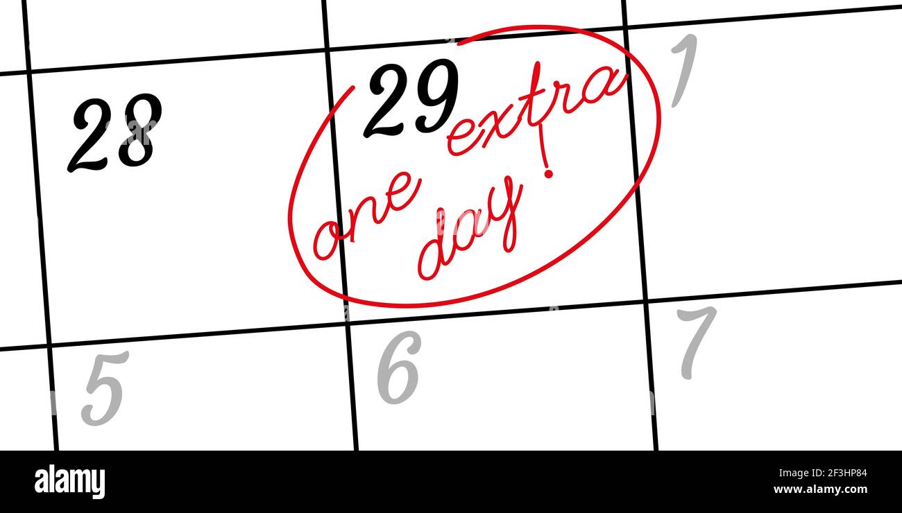 Happy leap day or leap year slogan. Calendar page February 29. Today is