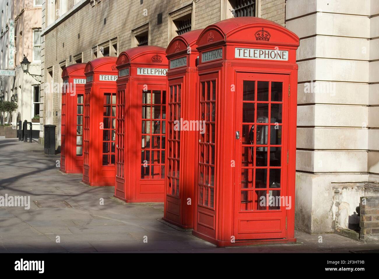 Old-fashioned red telephone boxes, Broad Court, near the Royal Opera House, Covent Garden, London, WC2, England | NONE | Stock Photo