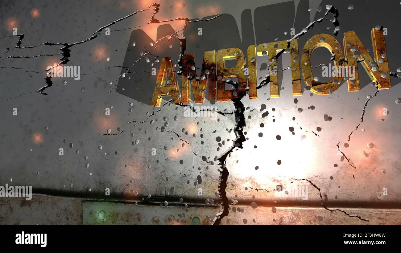 Grunge ambition text on the wall 3d illustration Stock Photo - Alamy