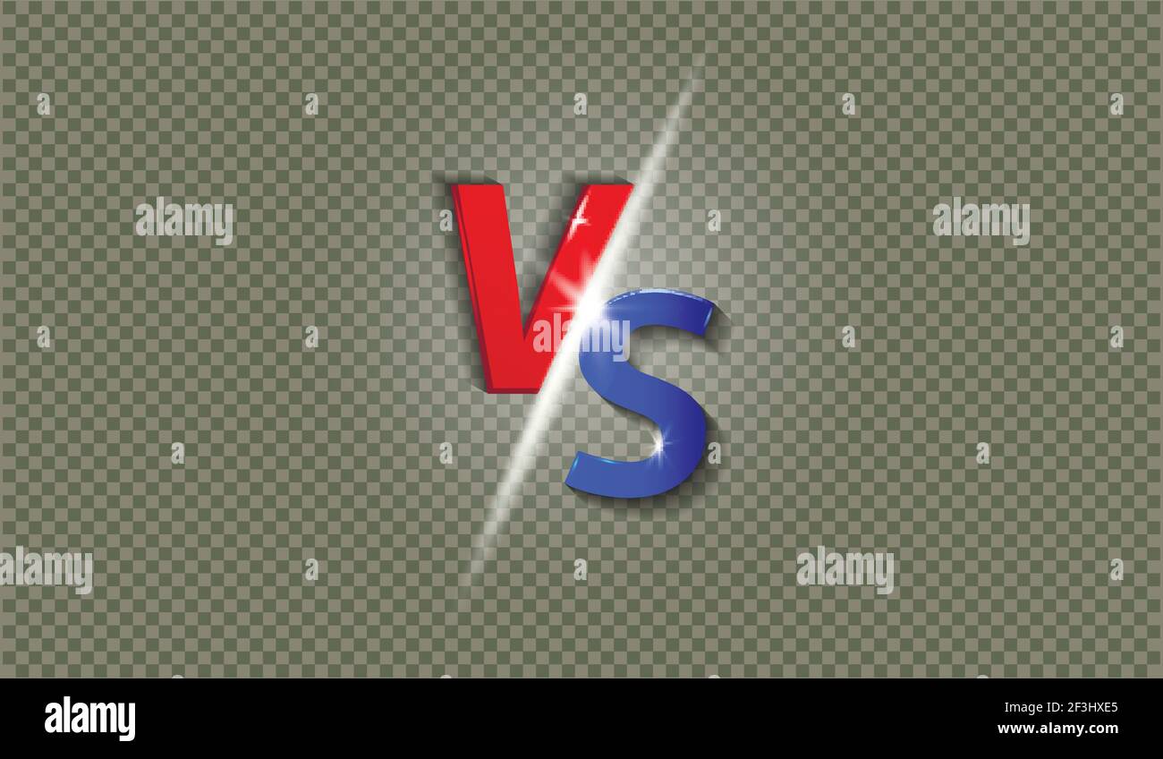 Vs or versus text for battle on transparent background Stock Vector