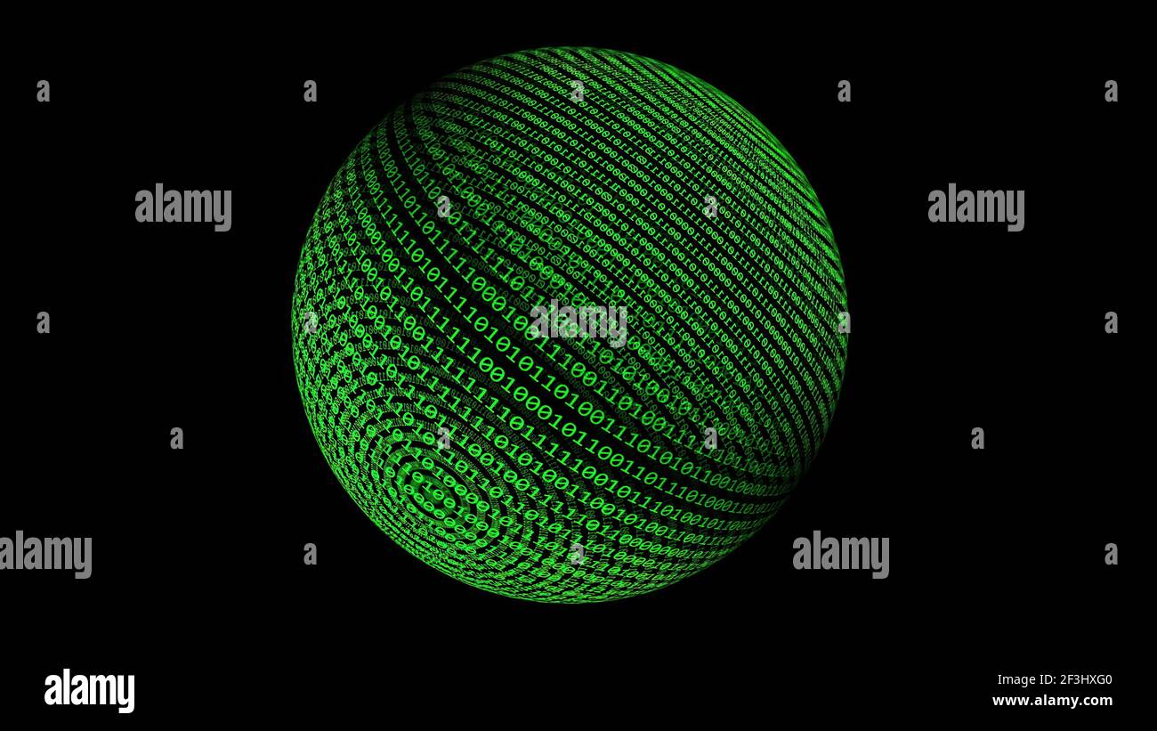 Binary data on sphere concept Stock Photo - Alamy
