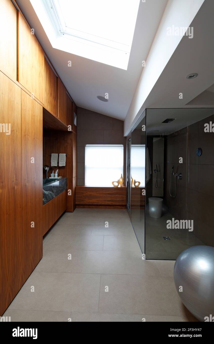 Bathroom with lights off Architect MAP Projects Stock Photo Alamy
