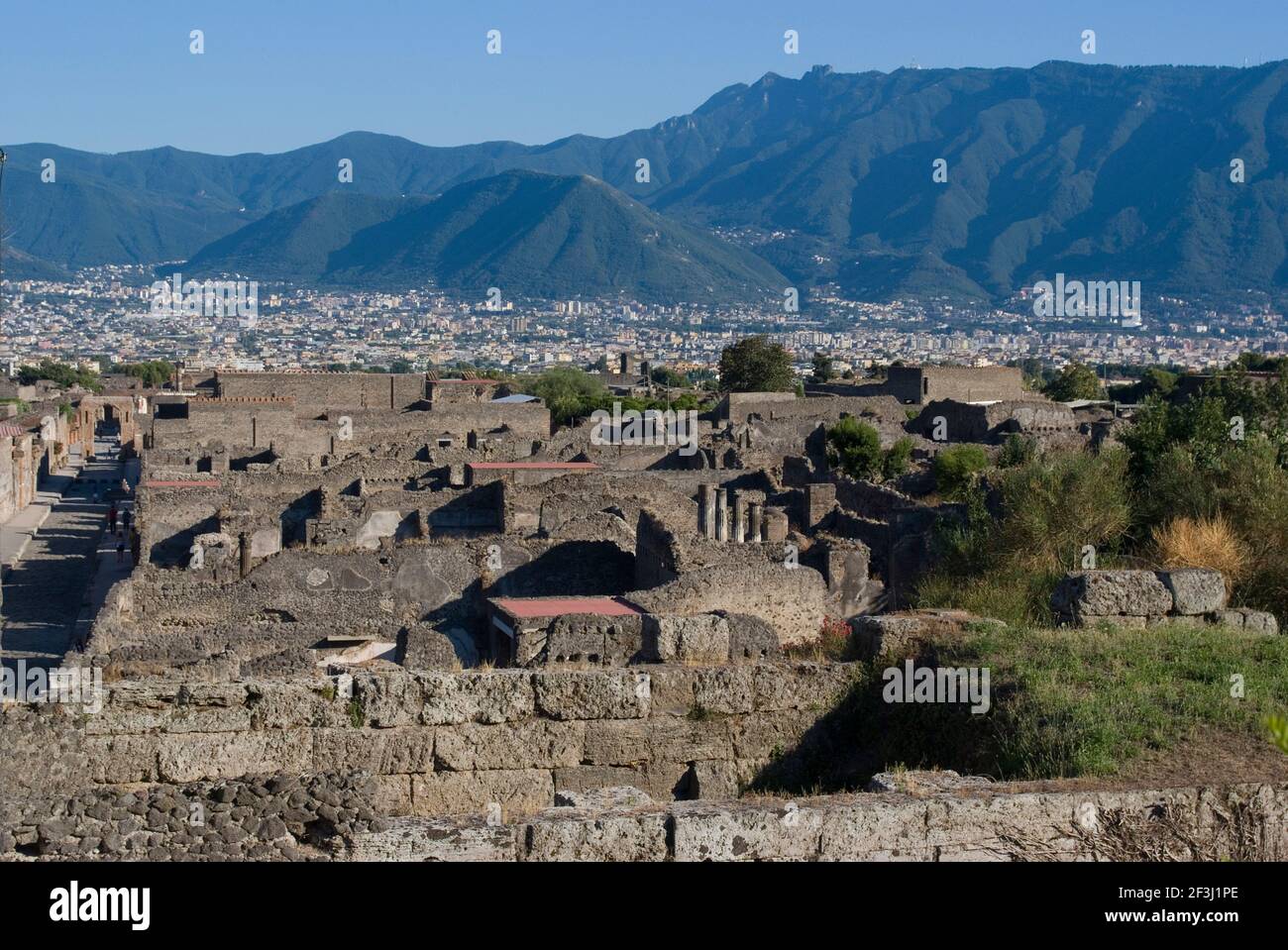 Overlook of the ruins of the ancient Roman City of Pompeii, Campania ...