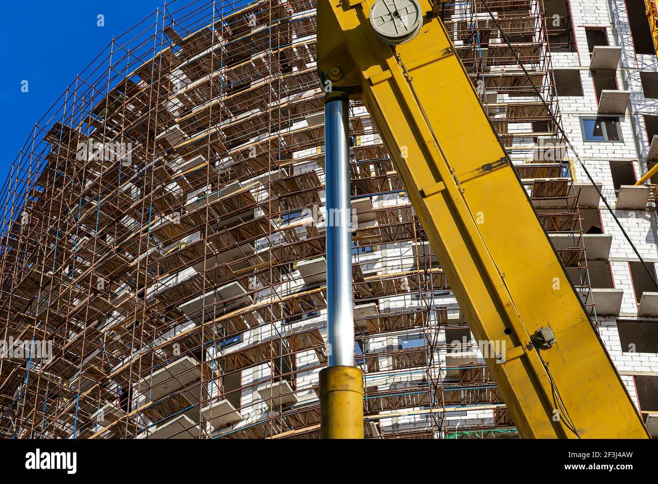 Part of a construction machine (excavator or crane) with multi-storey ...