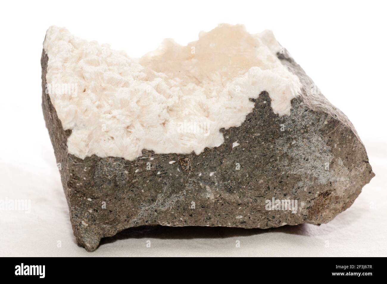 mesolite crystal mineral sample, a rare earth mineral Stock Photo