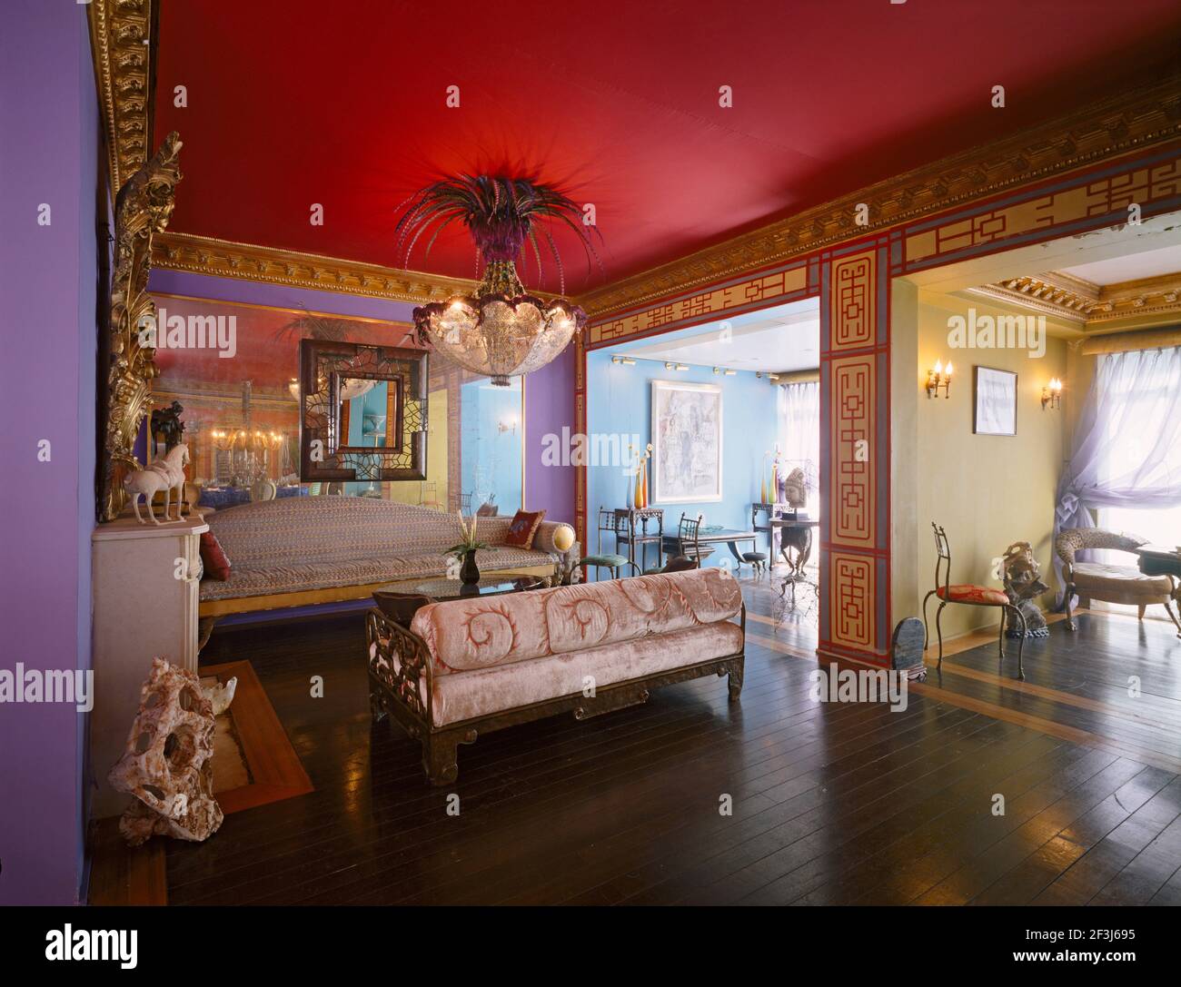 Living area of a modern artdecor ‘EgyptianChinese’ House, Hong Kong