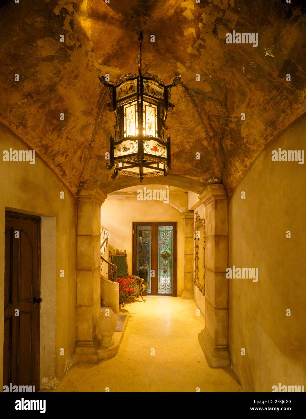 Entrance way of an art deco house in ShekO Village, Hong Kong which