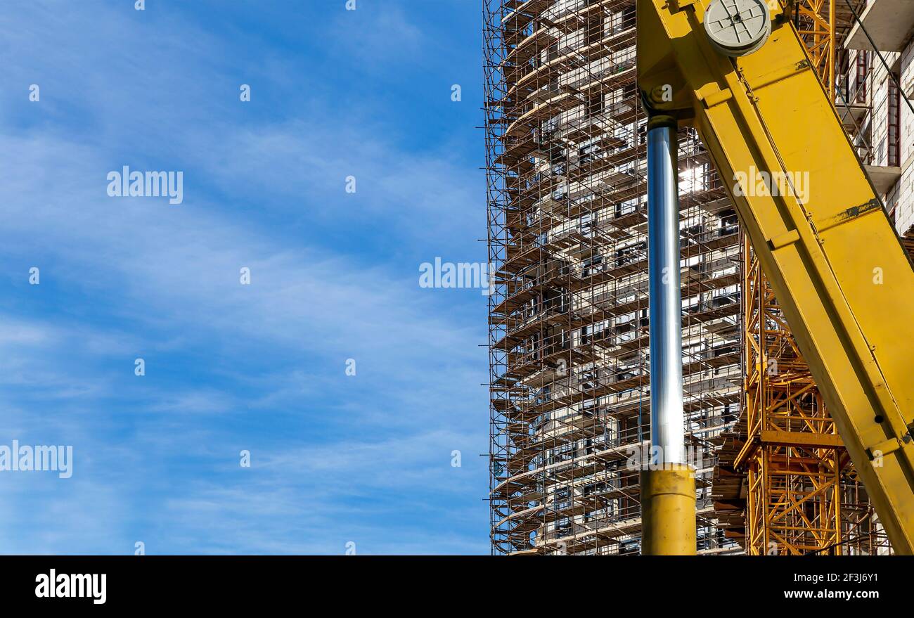 Part of a construction machine (excavator or crane) with multi-storey ...