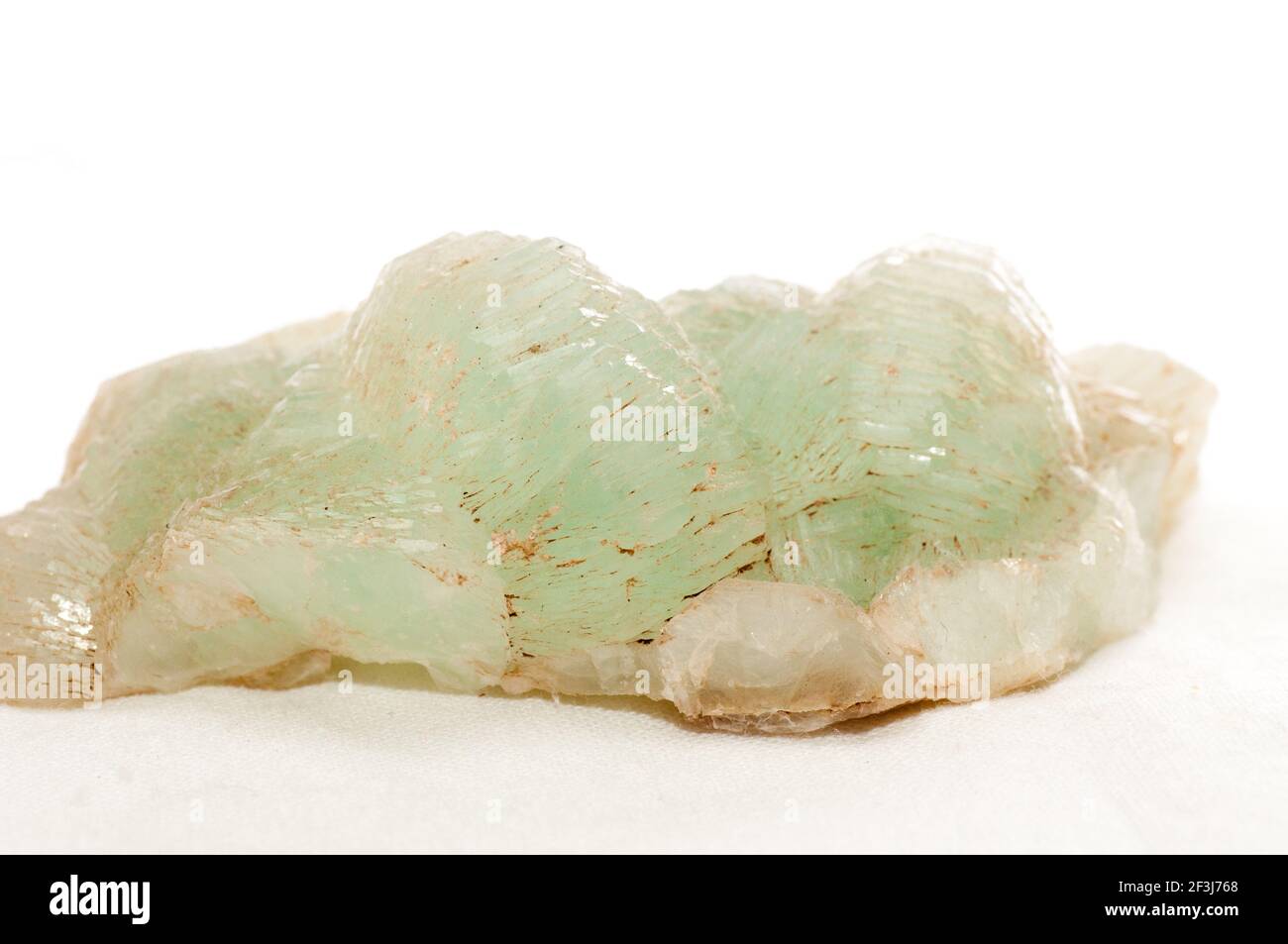 prehnite crystal light green mineral sample, rare earth mineral Stock Photo