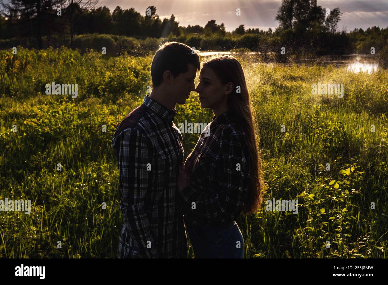 Romantic Couple Looking At Each Other Background, Profile Pictures