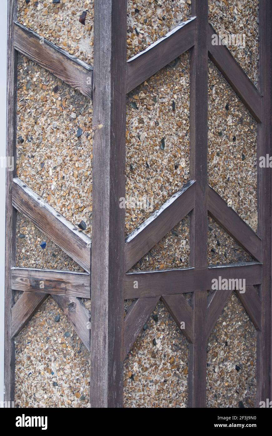 Wood frame and pebble dash detail on a house, Aldeburgh, Suffolk, England | NONE | Stock Photo