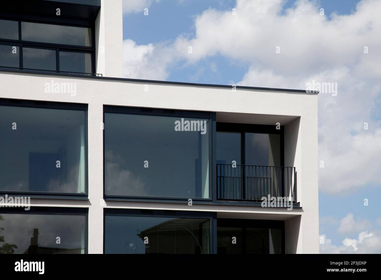Exterior of glass windows of Modern Apartments, Hampton Wick Stock