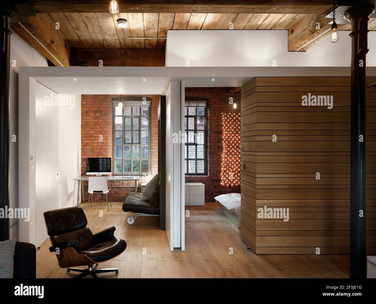 Sitting and sleeping area in apartment, Albert Mill, Manchester