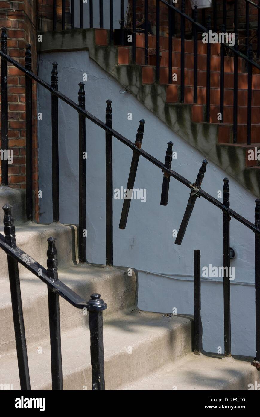 Steps with broken railing, Belsize Park, London, NW1, England Stock ...