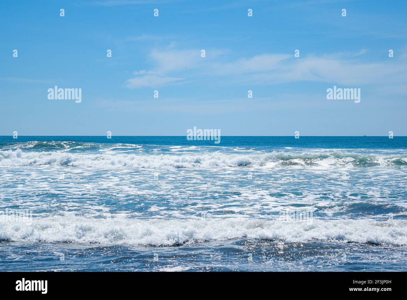 A beautiful sunny day on the Costa del Sol Beach in La Paz, El Salvador Stock Photo