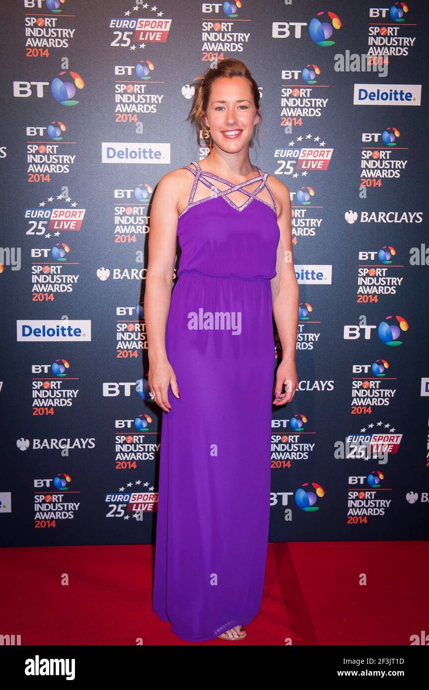 Lizzy Yarnold arrives at the BT Sport Industry Awards 2014 at Battersea Evolution - London Stock Photo