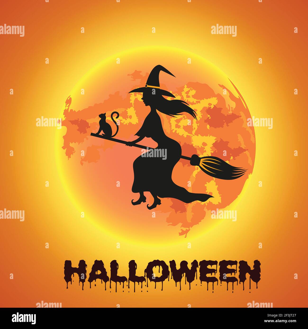 Witch woman flying on Stock Vector Images - Alamy