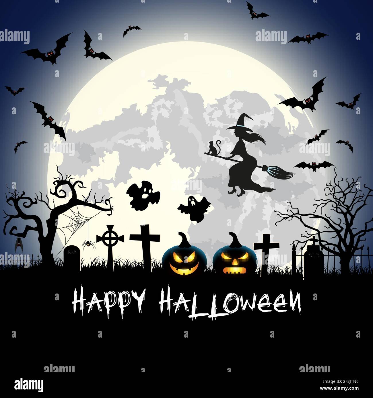 Halloween illustration with tomb and bats Stock Vector Image & Art - Alamy