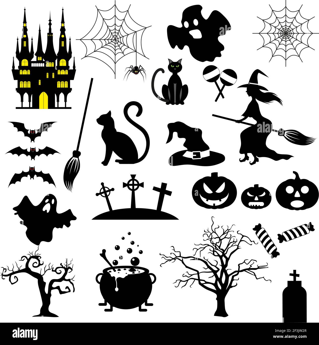 Halloween black and white icons set Stock Vector Image & Art - Alamy