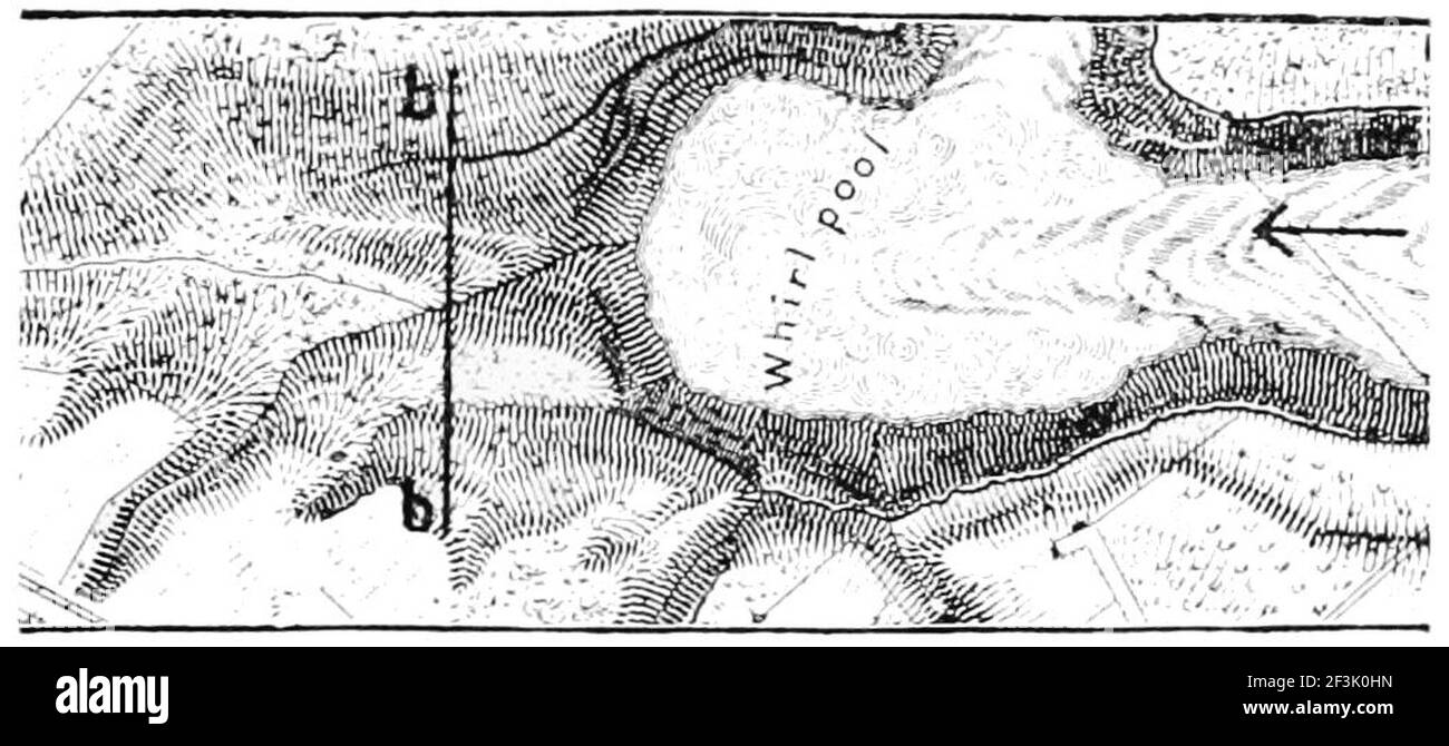 Map of the whirlpool ravine. Stock Photo