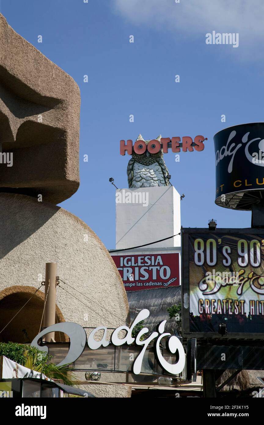 Bars and club signs, Cancun, Mexico Stock Photo Alamy