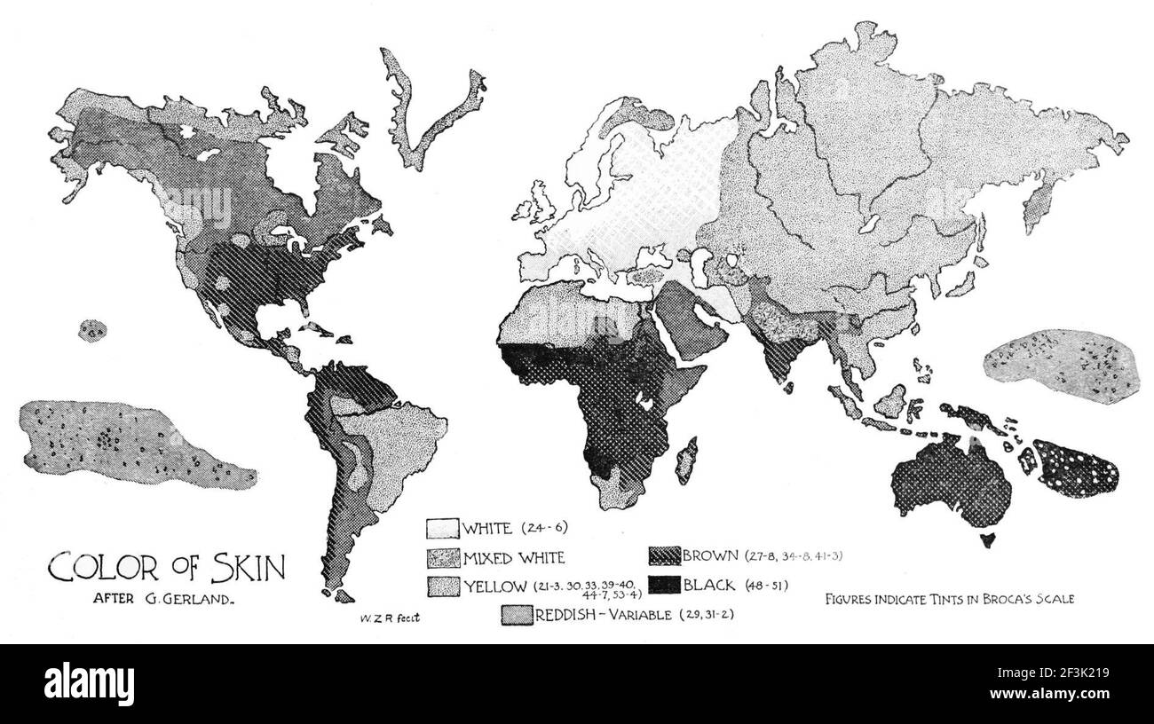 Global Map Of Skin Color Distribution Stock Photo Alamy Global Map Of Skin Color Distribution 2F3K219