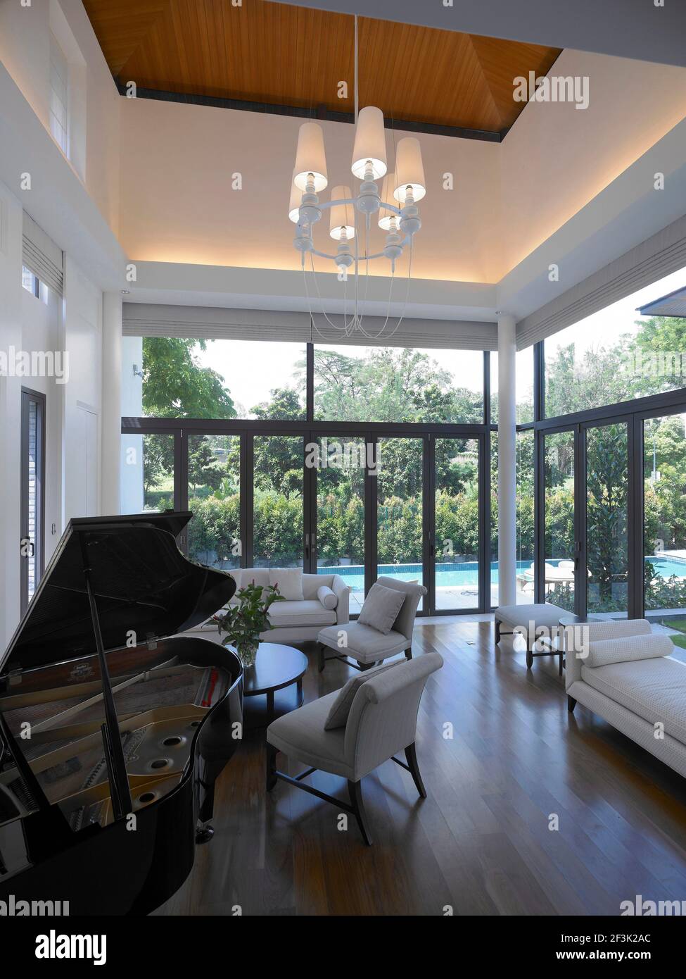Grand piano in living room of Private Residence, Singapore Stock Photo ...