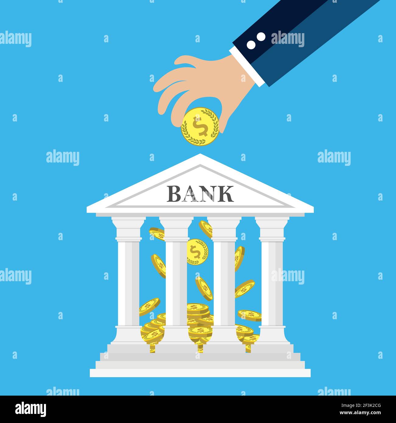 Hand putting golden coin into bank Stock Vector Image & Art Alamy
