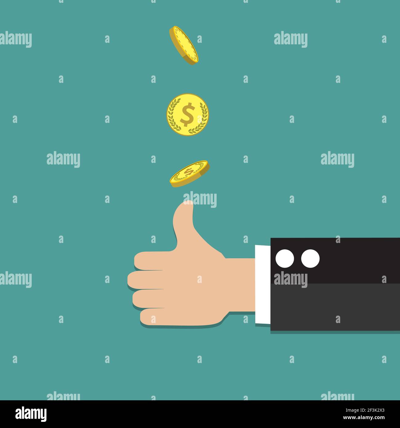 businessman hand throwing up a coin Stock Vector