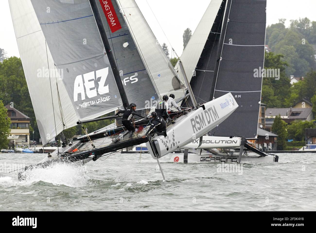 RSM DTM Hungary Sailing Team (HUN), Team Robert Vandor (HUN), Zsolt Kalocsai (HUN), Laszlo Kover (HUN, Peter Lange (HUN), during the GC32 Austria Cup 2014, Gmunden, Lake Traunsee (AUT), on May 28 ? June 1, 2014, - Photo Gabor Turcsi / DPPI Stock Photo