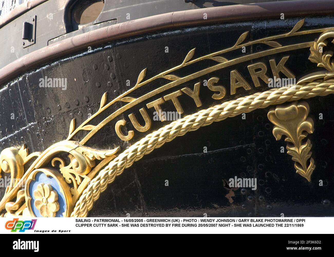 SAILING - PATRIMONIAL - 16/05/2005 - GREENWICH (UK) - PHOTO : WENDY JOHNSON / GARY BLAKE PHOTOMARINE / DPPI CLIPPER CUTTY SARK - SHE WAS DESTROYED BY FIRE DURING 20/05/2007 NIGHT - SHE WAS LAUNCHED THE 22/11/1869 Stock Photo