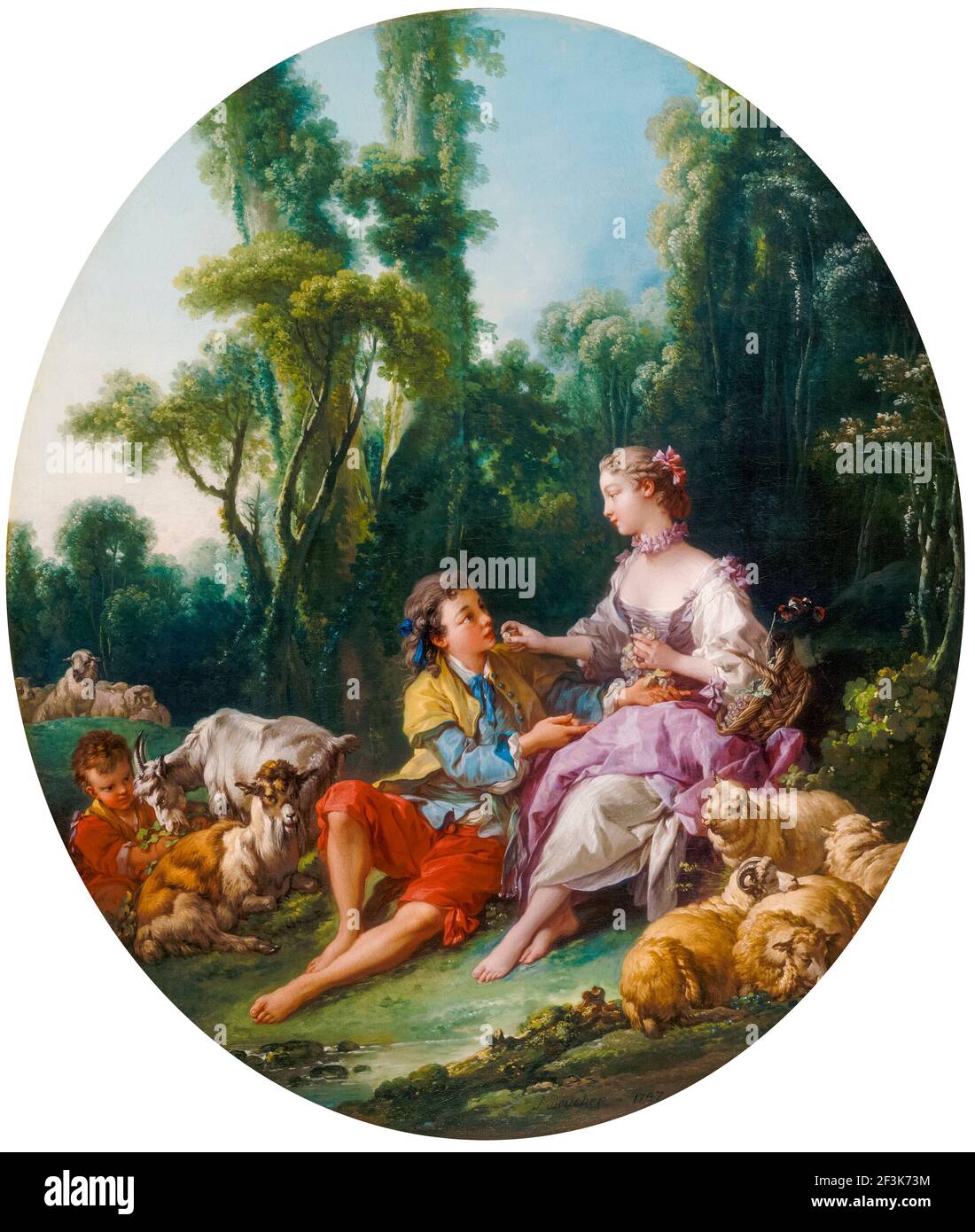 François Boucher, Are They Thinking about the Grape?, painting, 1747 Stock Photo