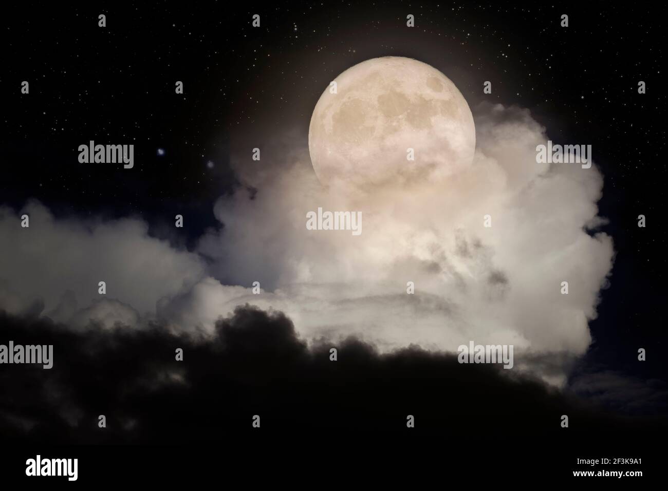 Full moon night with cloud and stars Stock Photo - Alamy