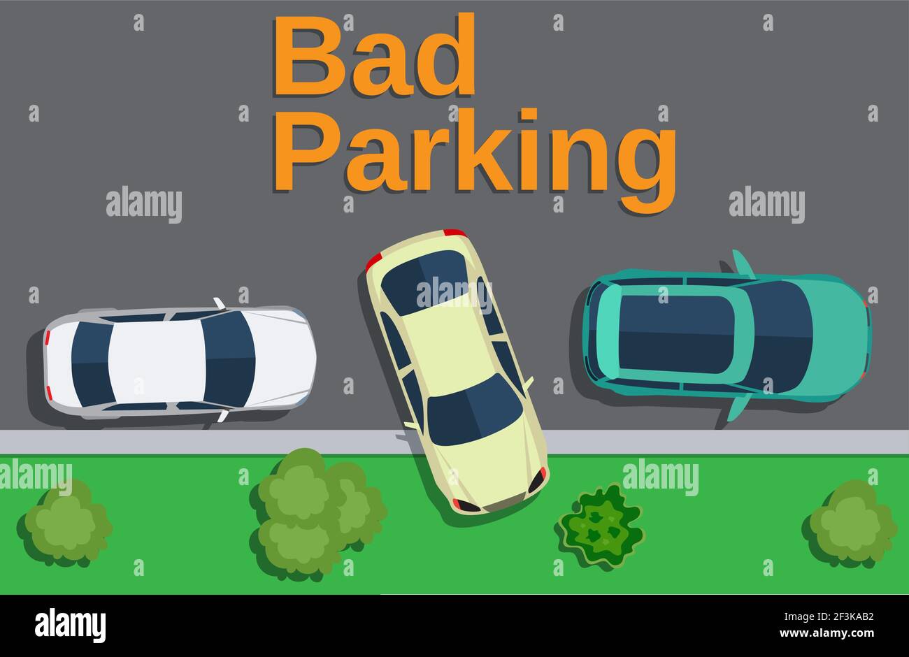 Bad parking. car parked on the lawn Stock Vector Image & Art Alamy