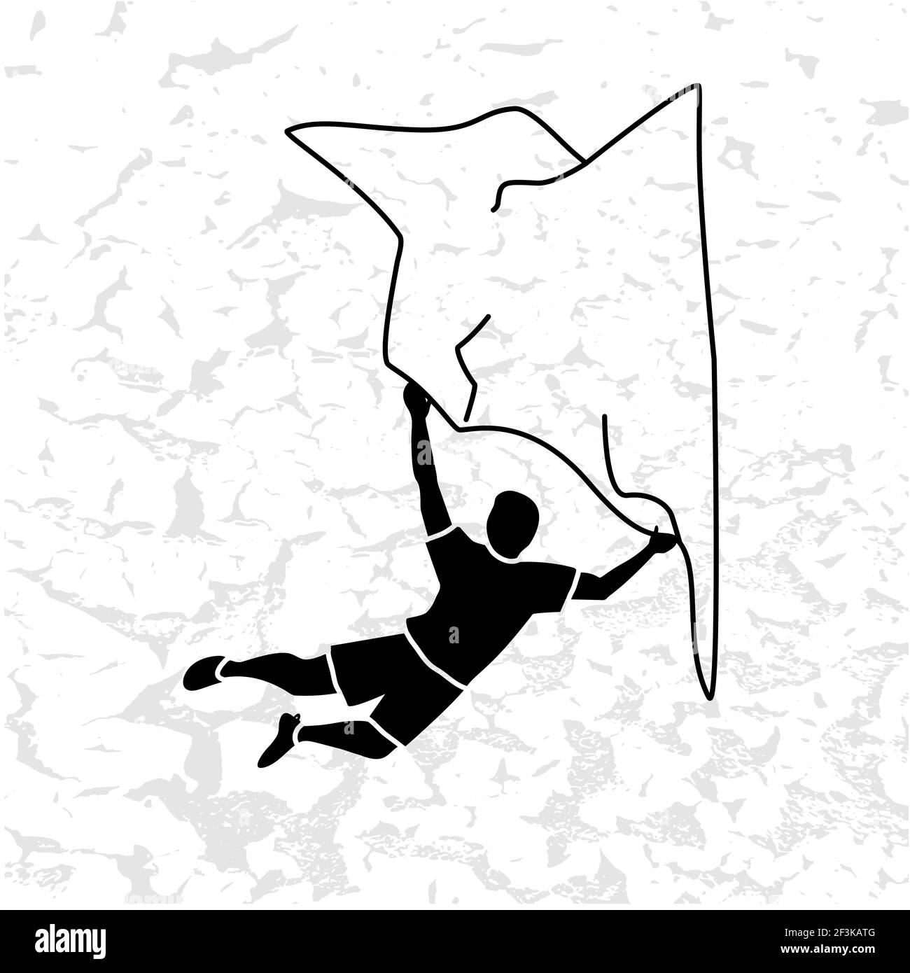 Silhouette of a climber. Rock climbing badge. Men doing extreme sport, adrenaline activity of strong men. Climber without a rope. EPS 10 Stock Vector