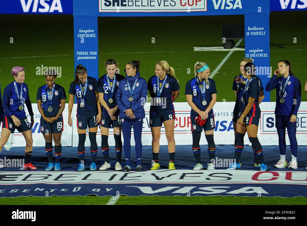 Orlando, Florida, USA, February 24, 2021, USA face Argentina during the SheBelieves Cup at Exploria Stadium  (Photo Credit:  Marty Jean-Louis) Stock Photo