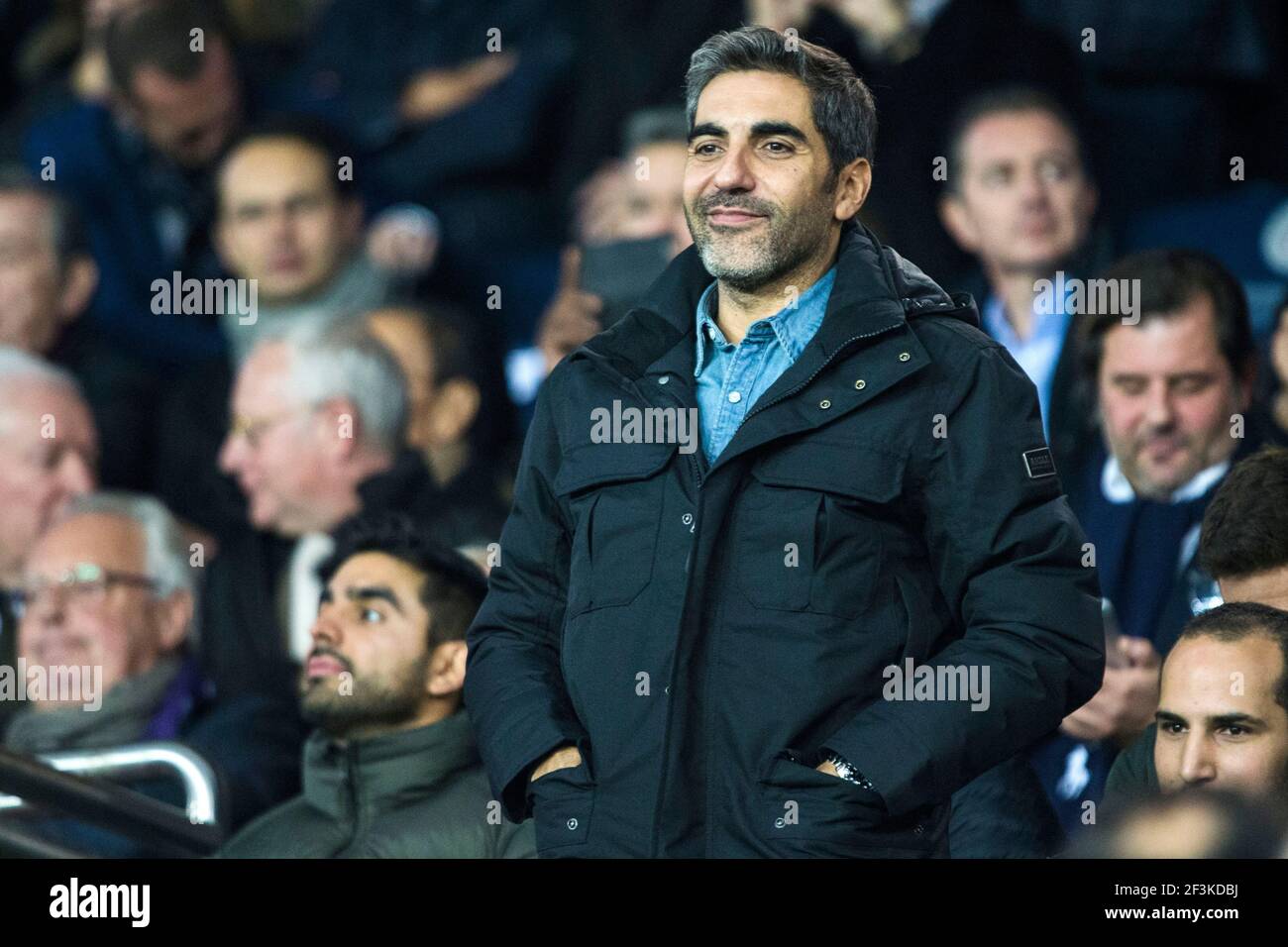 French actor and comedian Ary Abittan is seen during the UEFA Champions League, Group B, football match between Paris Saint-Germain and RSC Anderlecht on October 31, 2017 at Parc des Princes stadium in Paris, France - Photo Geoffroy Van Der Hasselt / DPPI Stock Photo