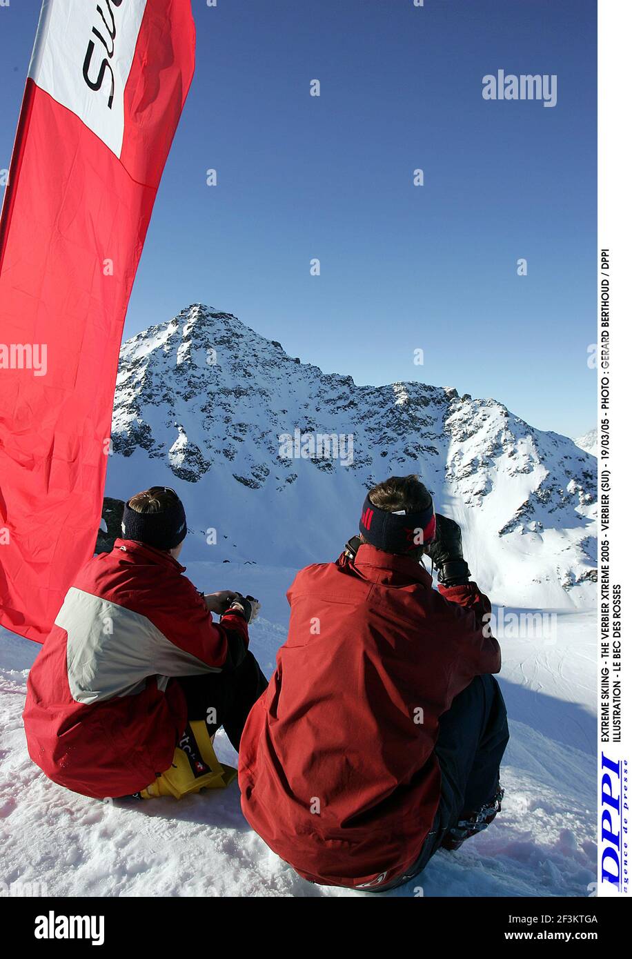 EXTREME SKIING - THE VERBIER XTREME 2005 - VERBIER (SUI) - 19/03/05 - PHOTO : GERARD BERTHOUD / DPPI ILLUSTRATION - LE BEC DES ROSSES Stock Photo