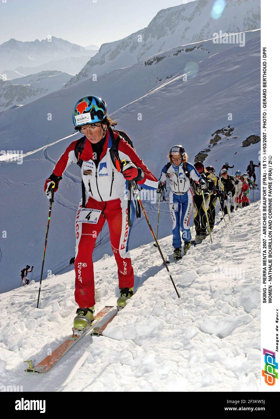 SKIING - PIERRA MENTA 2007 - ARECHES BEAUFORT (FRA) - 15 TO 18/03/2007 -  PHOTO : GERARD BERTHOUD / DPPI WOMEN - NATHALIE BOURILLON AND CORINNE FAVRE  (FRA) / 2ND Stock Photo - Alamy