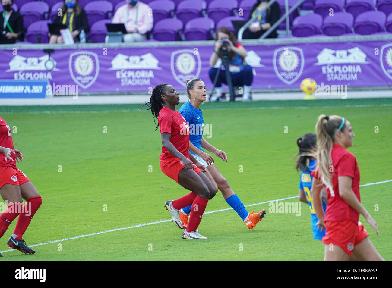 Orlando, Florida, USA, February 24, 2021, Canada face Brazil during the ...